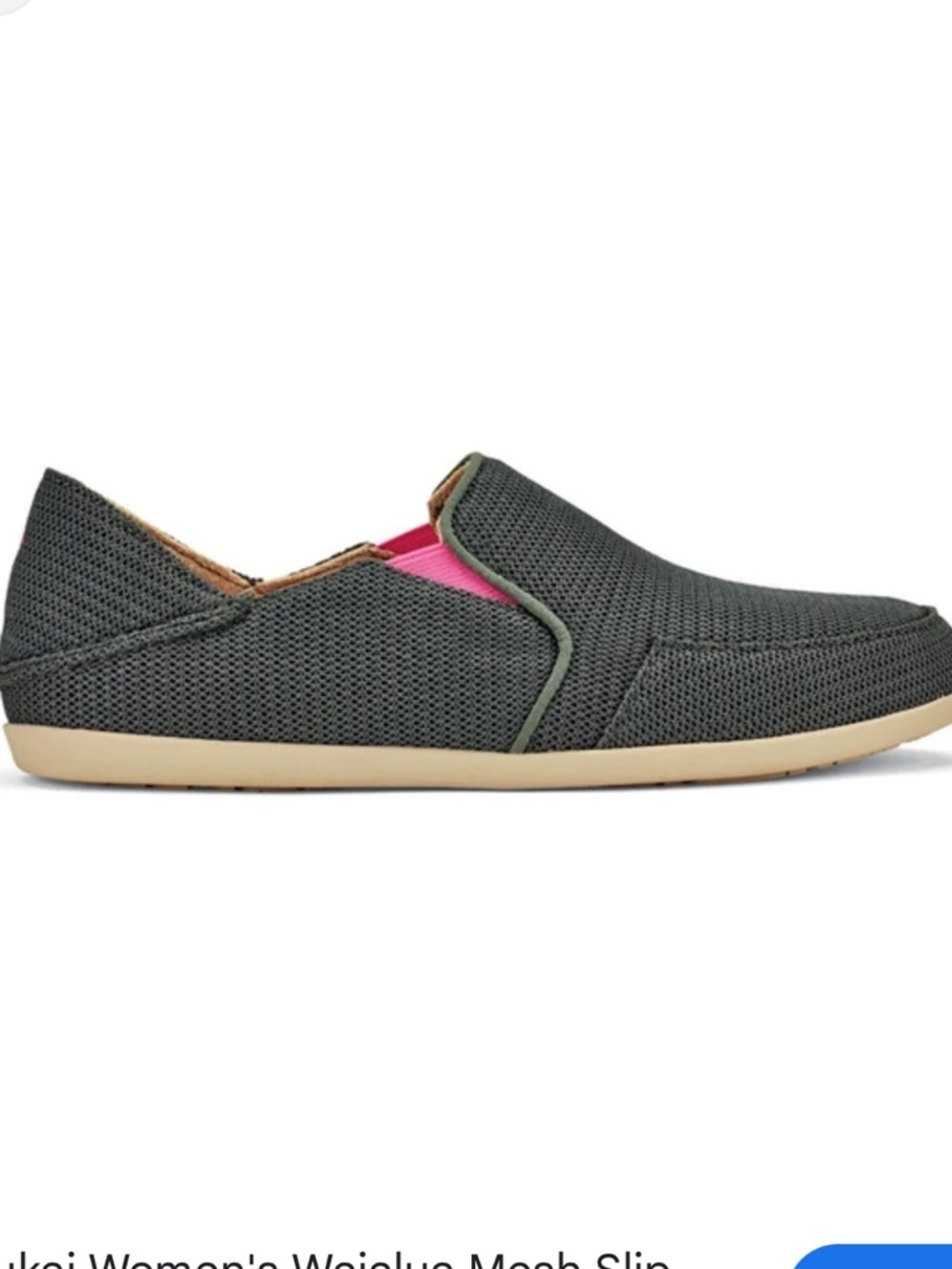 OluKai Gray Slip-On Sneakers with Pink Accents Sz 6.5 waialua mesh